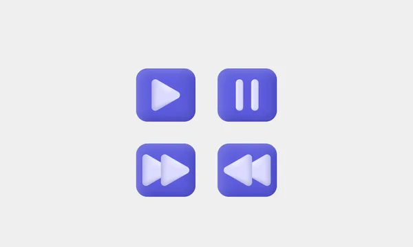 イラストクリエイティブ再生一時停止紫色のボタン音楽アイコン3Dベクトル現代的背景に隔離 — ストックベクタ