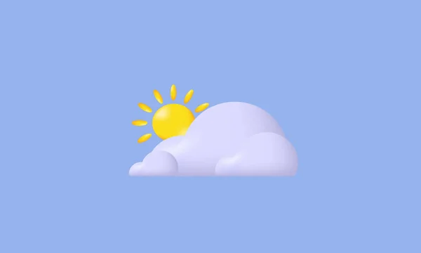 Vector Ilustración Sol Nube Icono Moderno Aislado Fondo — Vector de stock