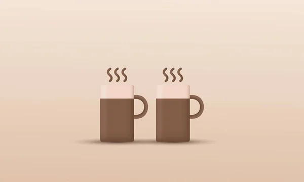 Illustration Kreativ Vektor Ikon Två Varmt Kaffe Modern Isolerad Bakgrunden — Stock vektor