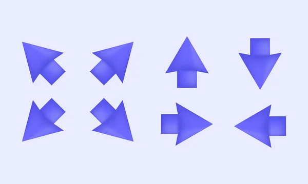 Resim seti koleksiyonu mor oklar imleç bilgisayar arayüzü vektör simgesi 3d simgeleri arkaplanda izole