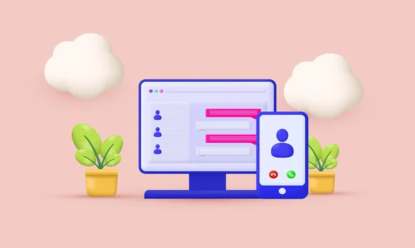 Görüntü 3d vektör akıllı telefon dizüstü bilgisayar kurye uygulama sembolleri arkaplanda izole