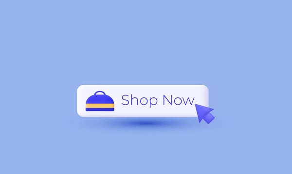 Vector Cartoon Click Button Shop Now Purple Simple Modern Icon — Stock Vector