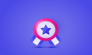 Görüntü vektörü 3d madalya ikonu modern moda sembolleri arkaplanda izole