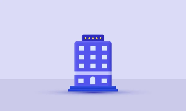 图3D矢量紫色酒店图标现代符号独立于背景 — 图库矢量图片
