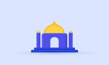 Mavi arkaplanda çizgi film tarzı cami