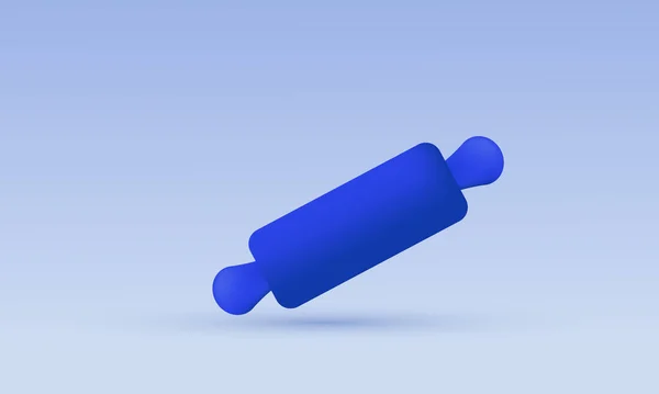 Blaues Nudelholz Modernes Symbol Auf Pastellblauem Hintergrund — Stockvektor