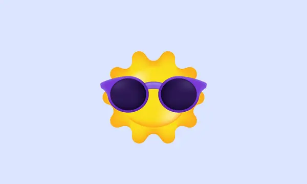 Sorrindo Avatar Sol Com Óculos Sol Fundo Azul —  Vetores de Stock