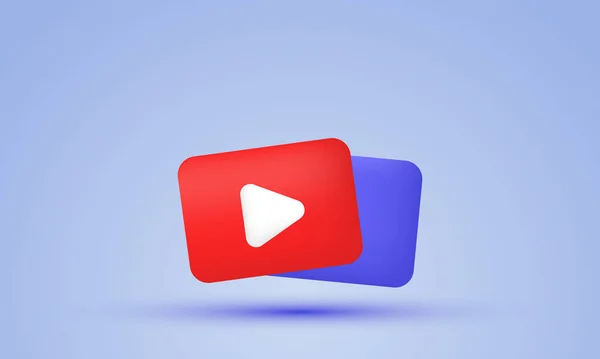 青い背景のソーシャルメディア赤いビデオアイコン — ストックベクタ