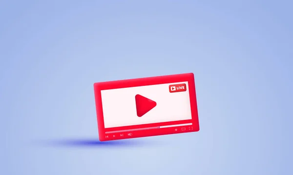 Rotes Video Symbol Auf Blauem Hintergrund Den Sozialen Medien — Stockvektor