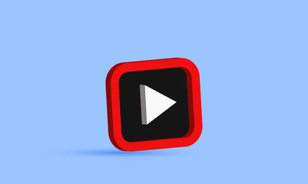 Vector Ilustración Botón Vídeo Rojo Con Fondo Azul — Vector de stock
