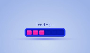 Yükleme çubuğunun 3d vektör illüstrasyonu 
