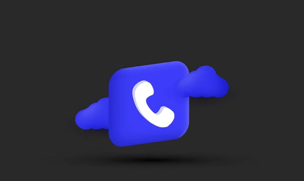Illustration Blue Cloud Call Phone Vector Icon Symbols Isolated Background — Stock Vector