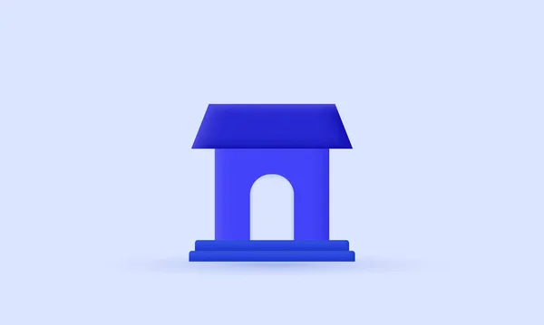 イラスト 独特な家か家の漫画のベクトル アイコン 背景で隔離される3Dシンボル — ストックベクタ