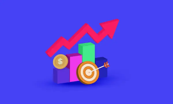 Realistic Cartoon Arrow Hit Center Target Chart Business Icon — Stock Vector