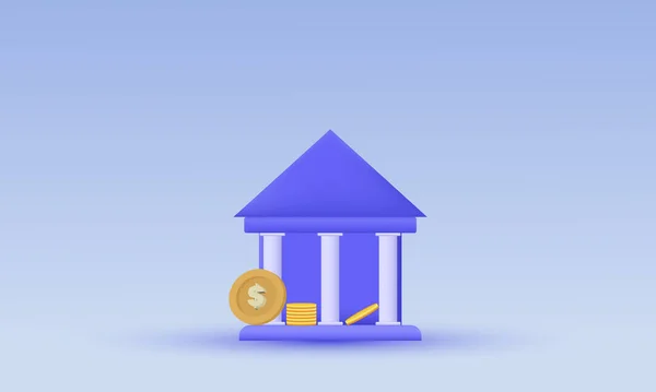 Illustration Unique Minimal Simple Bank Vector Icon — Vetor de Stock