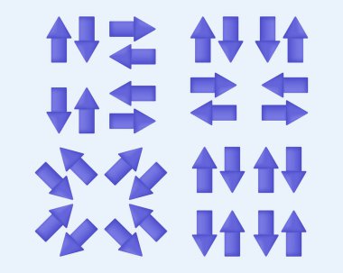 3d gerçekçi konsept mor ok simgeleri vektör tasarımı ayarla