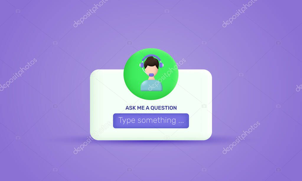 3d icon realistic concept question ask me social media vector design