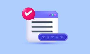 3d gerçekçi simge hesabı parola vektör tasarımı tarafından sağlandı