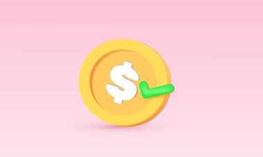 3D gerçekçi simge modern para dolar işareti bozuk para tasarruf vektör tasarımı