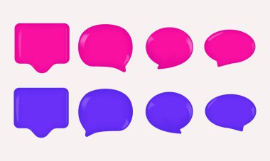 3d resimli gerçekçi koleksiyon konuşma balonu mor renk yeni konsept vektör tasarımı