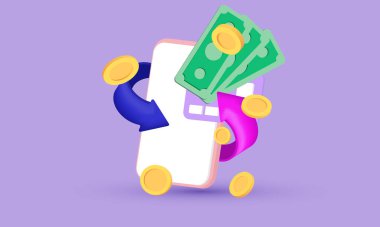 Benzersiz 3d gerçekçi yaratıcı nakit para iade cüzdanı yeni konsept vektör tasarımı