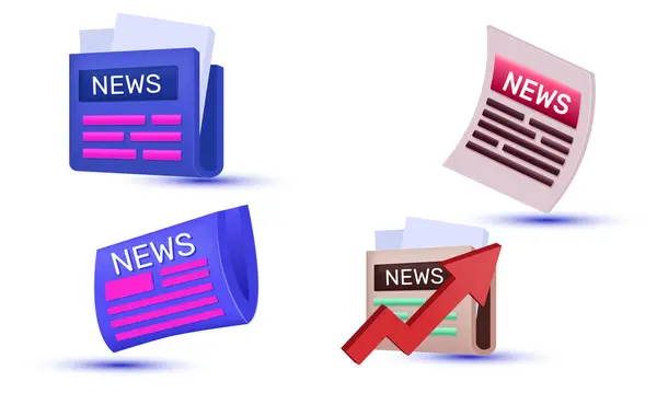 3d gerçekçi set koleksiyonu ikonu dünya haber vektörü tasarımı