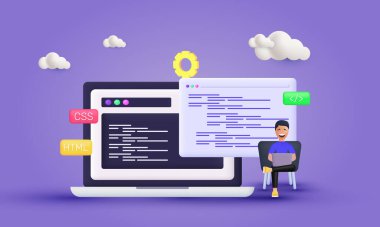 3d vektör gerçekçi web sitesi programlama web geliştirme etkinleştirici biçim vektör tasarımı