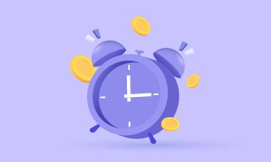 3d ikon vektör çizgi film alarm saati zaman yeni fikir tasarımı