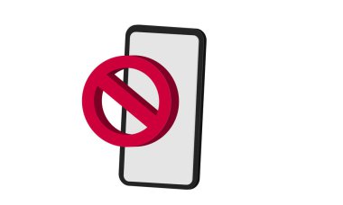 3d cep telefonu yasaklı kırmızı konsept yeni konsept gerçekçi vektör tasarımı