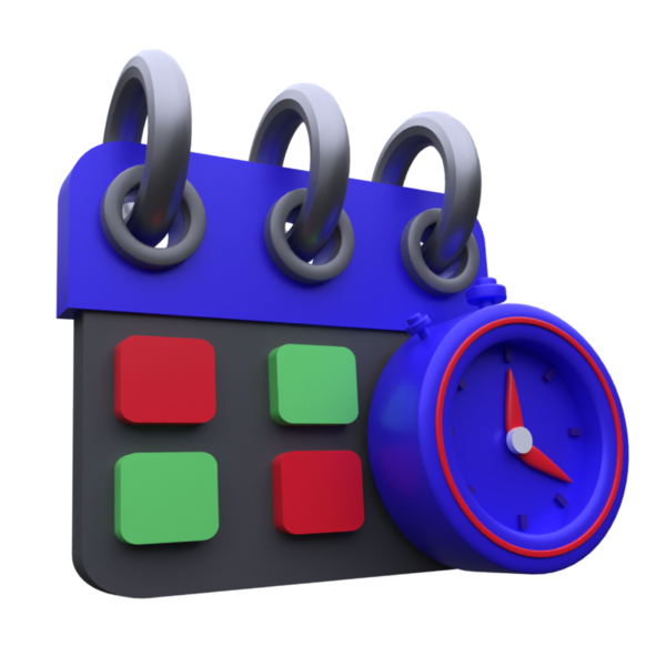 Benzersiz 3d oluşturma takvim zaman simgesi basit