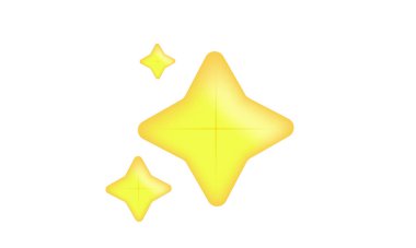 3D gerçekçi simge modern altın yıldız parıltılı emoji şirin vektör tasarımı