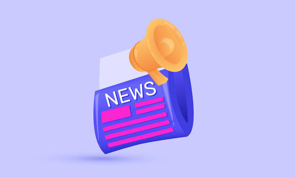 3d purple concept world newspaper realistic icon vector design