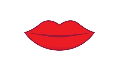 şirin kırmızı dudaklar ağız çizgi film vektör çizimi karikatür resmi.