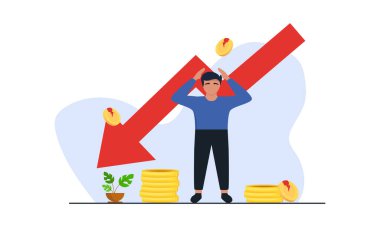 Düz tasarım işlerinde iflas kavramı. Tasarım vektörü çizimi 