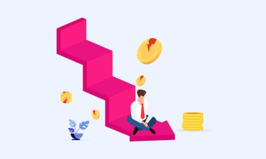 Finansal iş kavramı iflas ediyor düz vektör tasarımı. Tasarım vektörü illüstrasyonu 