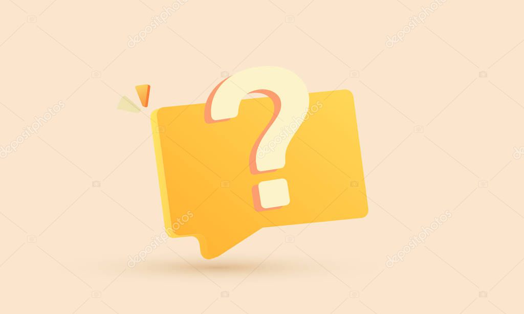 3d vector question mark speech bubble icon concept new idea design.vector icon 3d illustration