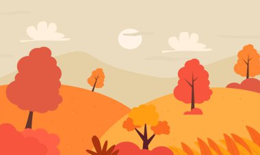 Güzel renkli sonbahar ağacı vektör arkaplan illüstrasyonu