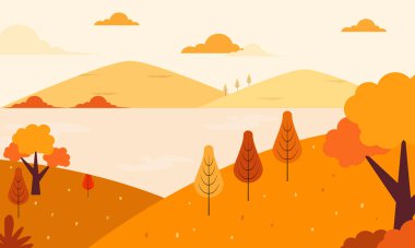 düz sonbahar vektör tasarımı çizimi