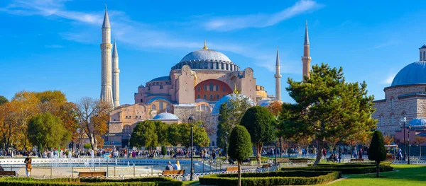 Vista Panorâmica Hagia Sophia Santa Grande Mesquita Sultão Ahmet Park — Fotografia de Stock