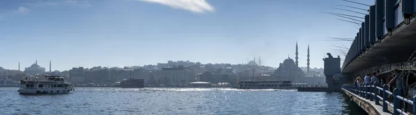 Panorama Utsikt Fiskare Fiske Vid Galatabron — Stockfoto