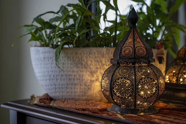 Lanterna Nera Salotto Foe Ramadan Decorazione — Foto Stock
