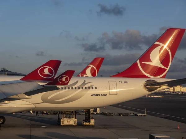 Turkey Airport 2023 Turkey Airlines Fleet Standing Turkey Airport Day — Stock Photo, Image