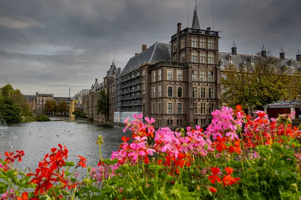Binnenhof Palace Hague Hohvijfer Canal Netherlands Dutch Parliament Buildings — Stock Photo, Image