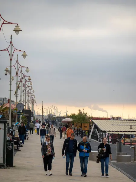 Passerella Sulla Spiaggia Scheveningen Pier Parco Divertimenti Olandese All Aia — Foto Stock
