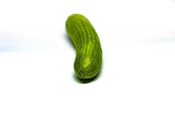 Fresh Whole Cucumber White Background Vertical Close Shot — Stock Photo, Image