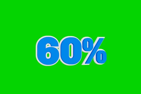Цена Номер Шестьдесят Процентов Формы Анимации Белых Синих Цветах Зеленом — стоковое фото
