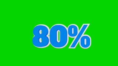 Fiyat% 80. % 80 şekil 3D animasyon beyaz ve mavi renklerde yeşil arka planda