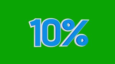 Fiyat% 10. % 10 şekil 3D animasyon beyaz ve mavi renklerde yeşil arka planda