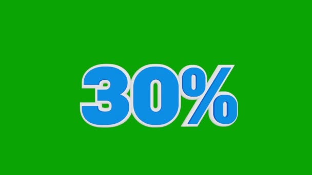 Ціна Число Тридцять Відсотків Форми Анімації Біло Блакитних Кольорах Зеленому — стокове відео