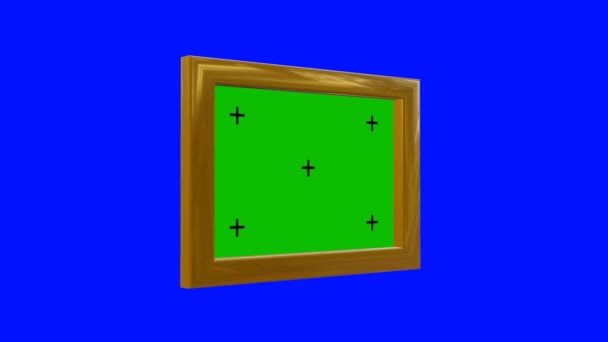 青の背景にゴールドカラーの3Dフレームアニメーション 3Dレンダリング — ストック動画